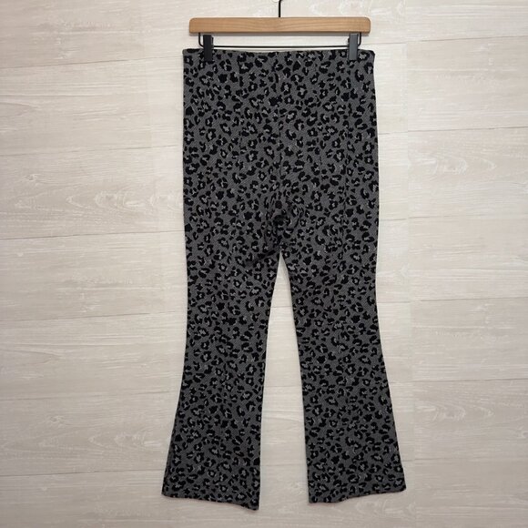 Maeve by Anthropologie Women's Small Gray Leopard Print Mollie Kick Flare Pants - Picture 7 of 7